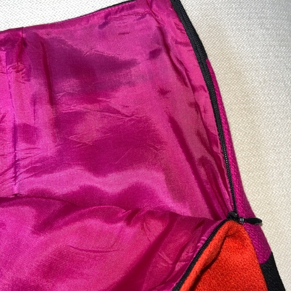 Club Monaco (2) wool colour-block knee-length skirt: pink, orange & black. - Picture 7 of 13